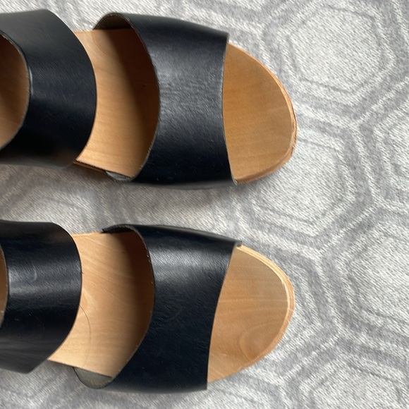 SWEDISH HASBEENS Helena Black Leather Strap Sandals Women’s EU 39 US 9 - Picture 3 of 11